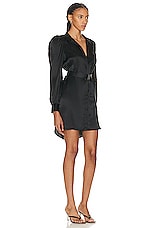 FRAME Gillian Long Sleeve Mini Dress in Noir, view 2, click to view large image.