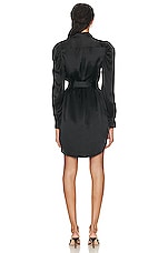 FRAME Gillian Long Sleeve Mini Dress in Noir, view 3, click to view large image.