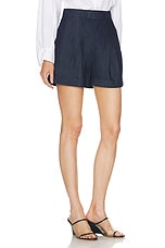 FRAME Pleated Wide Cuff Short in Rinse, view 2, click to view large image.