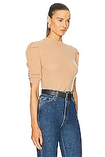FRAME Ruched Sleeve Cashmere Sweater in Blush, view 2, click to view large image.