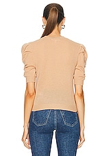 FRAME Ruched Sleeve Cashmere Sweater in Blush, view 3, click to view large image.