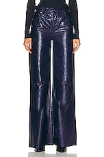 FRAME Le Palazzo Leather Pant in Deep Sea Blue, view 1, click to view large image.