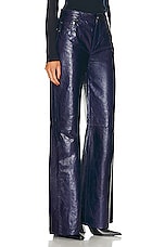 FRAME Le Palazzo Leather Pant in Deep Sea Blue, view 2, click to view large image.