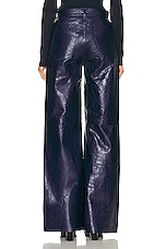 FRAME Le Palazzo Leather Pant in Deep Sea Blue, view 3, click to view large image.