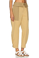FRAME Foldover Trouser in Light Tan Multi, view 2, click to view large image.