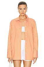 FRAME The Oversized Shirt in Bright Tangerine, view 1, click to view large image.