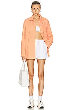 FRAME The Oversized Shirt in Bright Tangerine, view 4, click to view large image.