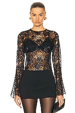 FRAME Lace Flutter Sleeve Blouse in Black, view 1, click to view large image.