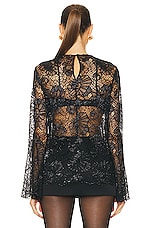 FRAME Lace Flutter Sleeve Blouse in Black, view 3, click to view large image.