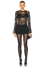 FRAME Lace Flutter Sleeve Blouse in Black, view 4, click to view large image.
