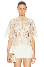 FRAME Lace Button Up Shirt in Ecru, view 1, click to view large image.