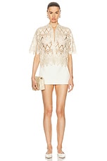 FRAME Lace Button Up Shirt in Ecru, view 4, click to view large image.