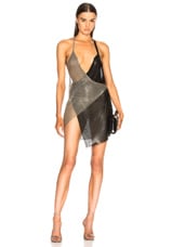 FANNIE SCHIAVONI Metal Mesh Dress in Silver & Black, view 1, click to view large image.
