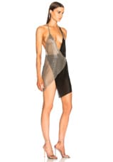 FANNIE SCHIAVONI Metal Mesh Dress in Silver & Black, view 2, click to view large image.