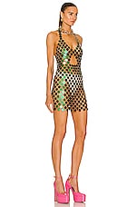 FANNIE SCHIAVONI Cara Mini Dress in Green, view 2, click to view large image.