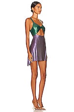 FANNIE SCHIAVONI Amira 2.0 Dress in Purple & Green, view 2, click to view large image.