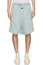 Fear of God Denim Stripe Shorts in Light Indigo, view 5, click to view large image.