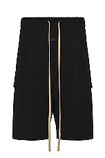 Fear of God Wool Cotton Cargo Short in Black, view 1, click to view large image.