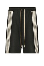 Fear of God Coated Wool Side Stripe Relaxed Short in Forest, view 1, click to view large image.