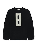 Fear of God Boucle Straight Neck Relaxed Sweater in Black, view 1, click to view large image.