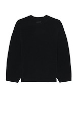 Fear of God Boucle Straight Neck Relaxed Sweater in Black, view 2, click to view large image.