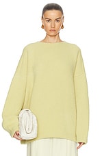 Fear of God Virgin Wool Boucle Straight Neck Relaxed Sweater in Lemon Cream, view 1, click to view large image.