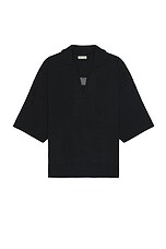 Fear of God Wool Cashmere Blend Polo Sweater in Melange Black, view 2, click to view large image.