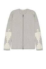 Fear of God Wool Cashmere Blend Thunderbird Full Zip Sweater in Dove Grey, view 1, click to view large image.