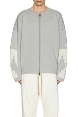 Fear of God Wool Cashmere Blend Thunderbird Full Zip Sweater in Dove Grey, view 4, click to view large image.