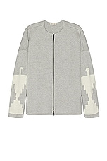 Fear of God Wool Cashmere Blend Thunderbird Full Zip Sweater in Dove Grey, view 1, click to view large image.