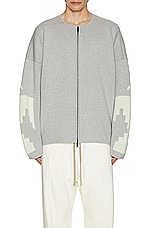 Fear of God Wool Cashmere Blend Thunderbird Full Zip Sweater in Dove Grey, view 4, click to view large image.