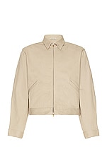 Fear of God Eternal Denim Jacket in dusty beige, view 1, click to view large image.