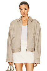 Fear of God Eternal Denim Jacket in dusty beige, view 2, click to view large image.