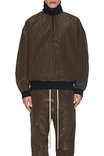 Fear of God Wrinkled Polyester Half Zip High Neck Track Jacket in Mocha, view 4, click to view large image.