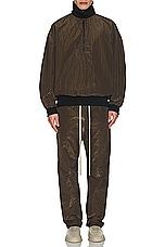 Fear of God Wrinkled Polyester Half Zip High Neck Track Jacket in Mocha, view 5, click to view large image.