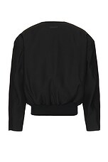 Fear of God Wool Silk Collarless Jacket in Black, view 2, click to view large image.