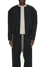Fear of God Wool Silk Collarless Jacket in Black, view 4, click to view large image.
