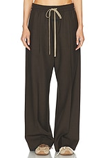 Fear of God Wool Canvas Single Pleat Wide Leg Pant in Mocha, view 1, click to view large image.