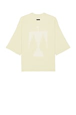 Fear of God Viscose Embroidered Thunderbird Milano Tee in Lemon Cream, view 1, click to view large image.