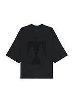 Fear of God Viscose Embroidered Thunderbird Milano Tee in Black, view 1, click to view large image.