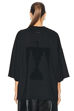Fear of God Viscose Embroidered Thunderbird Milano Tee in Black, view 4, click to view large image.