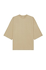 Fear of God Viscose Embroidered Thunderbird Milano Tee in Dune, view 2, click to view large image.
