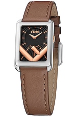 Fendi Runaway 22.5x32mm Watch in Stainless Steel & Brown, view 2, click to view large image.