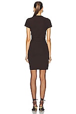 Ferragamo Draped Short Sleeve Dress in Espresso, view 3, click to view large image.