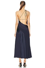 Ferragamo One Shoulder Maxi Dress in New Navy, view 4, click to view large image.