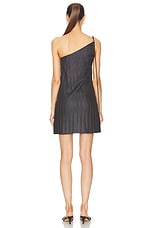 Ferragamo One Shoulder Mini Dress in Expresso, Cobalt, & Light Blue, view 4, click to view large image.
