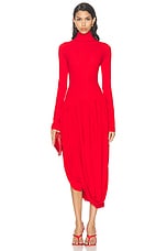 Ferragamo Long Sleeve Turtleneck Dress in New Red, view 1, click to view large image.