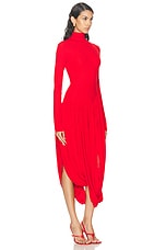 Ferragamo Long Sleeve Turtleneck Dress in New Red, view 2, click to view large image.