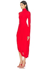 Ferragamo Long Sleeve Turtleneck Dress in New Red, view 3, click to view large image.