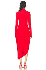 Ferragamo Long Sleeve Turtleneck Dress in New Red, view 4, click to view large image.